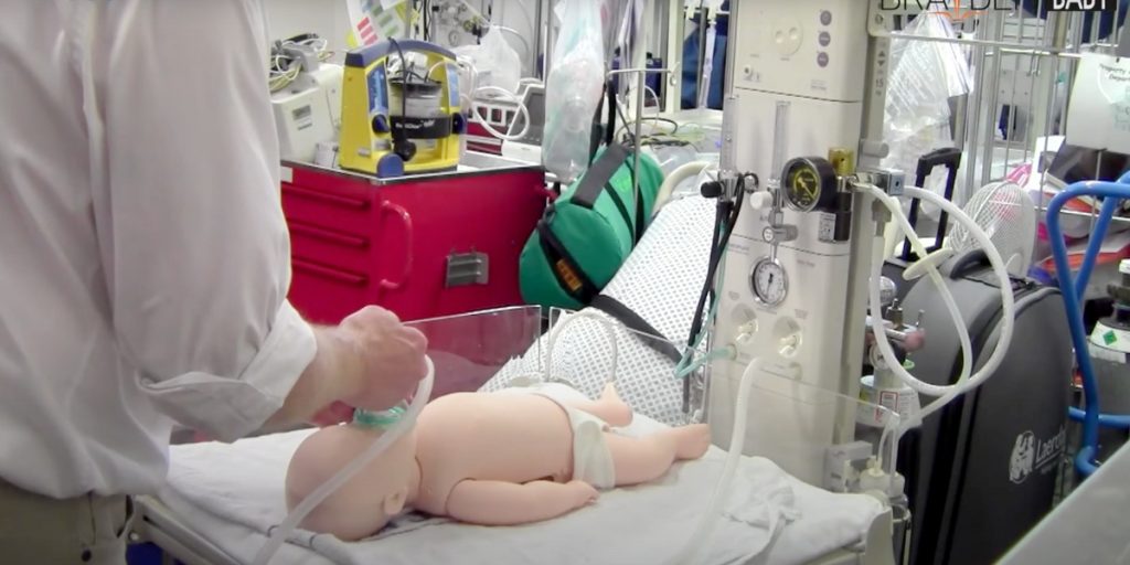 Brayden Baby CPR manikin in use